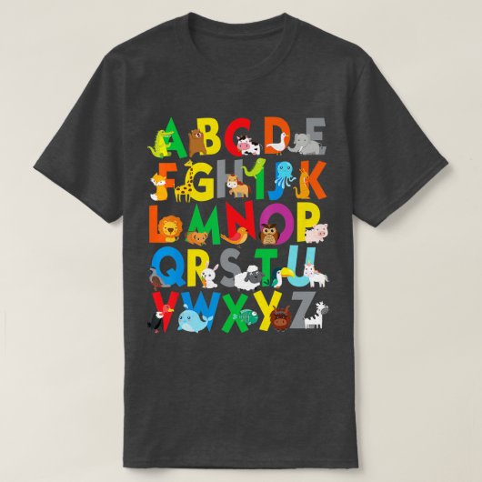 Zoo Animal Alphabet Shirt ABCs leren voor jongens  (Design voorkant)