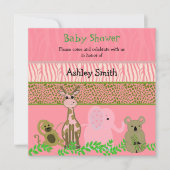Zoo Animal Baby shower Invitation Kaart (Voorkant)