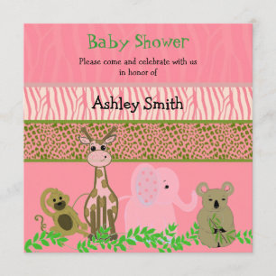 Zoo Animal Baby shower Invitation Kaart