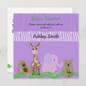 Zoo Animal Baby shower Invitation Kaart (Voorkant / Achterkant)