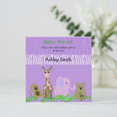 Zoo Animal Baby shower Invitation Kaart (Staand voorkant)