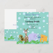 Zoo Animal Baby shower Invitation Kaart (Voorkant / Achterkant)