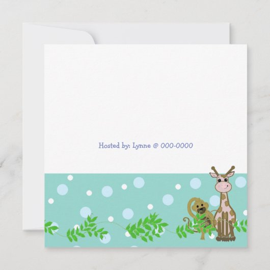 Zoo Animal Baby shower Invitation Kaart (Achterkant)