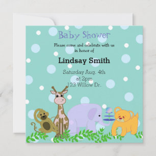 Zoo Animal Baby shower Invitation Kaart