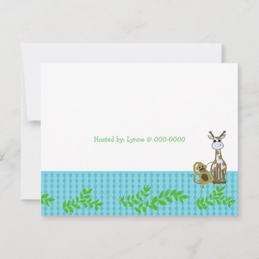 Zoo Animal Baby shower Invitation Kaart (Achterkant)