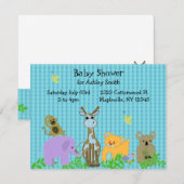Zoo Animal Baby shower Invitation Kaart (Voorkant / Achterkant)