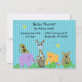 Zoo Animal Baby shower Invitation Kaart