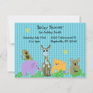 Zoo Animal Baby shower Invitation Kaart