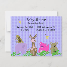 Zoo Animal Baby shower Invitation Kaart