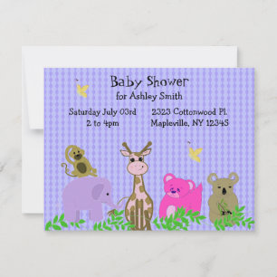 Zoo Animal Baby shower Invitation Kaart