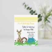 Zoo Animal Birthday Invitation Kaart (Staand voorkant)