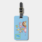 Zoo Animal Blue Bagagelabel met Initiaal (Voorkant verticaal)