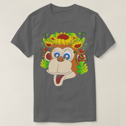 Zoo Animal Flowers Monkey T-shirt (Design voorkant)