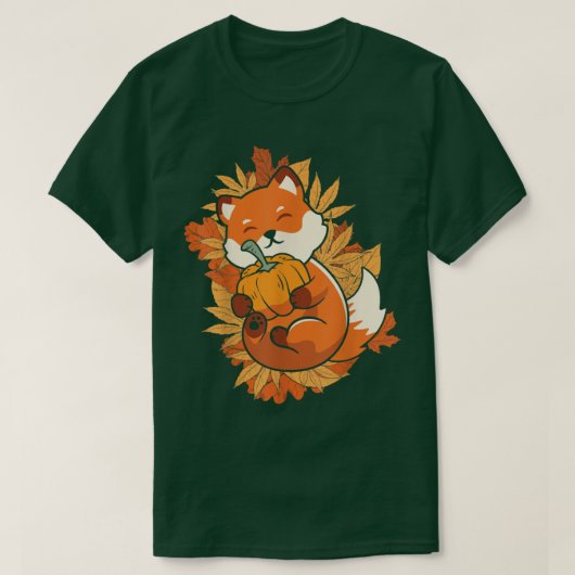 Zoo Animal for Autumn Falling Leaves Forest Animal T-shirt (Design voorkant)