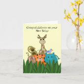 Zoo Animal New Baby gefeliciteerd Kaart (Gele Bloem)