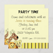 Zoo Animal Party Invitation Kaart (Voorkant / Achterkant)