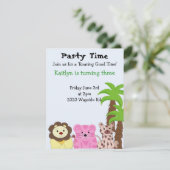 Zoo Animal Party Invitation Kaart (Staand voorkant)