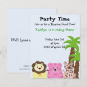 Zoo Animal Party Invitation Kaart (Voorkant / Achterkant)