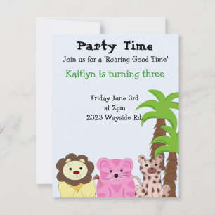 Zoo Animal Party Invitation Kaart