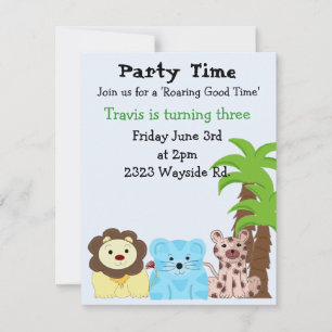 Zoo Animal Party Invitation Kaart