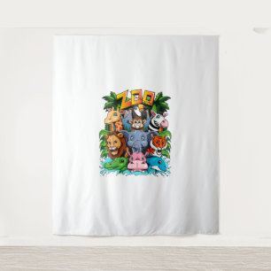 Zoo Animal Shirt Kinder Jongens Meisjes Docentensc Wandkleed