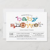 Zoo Animal Theme Baby shower Invitation Kaart (Voorkant)