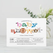 Zoo Animal Theme Baby shower Invitation Kaart (Staand voorkant)