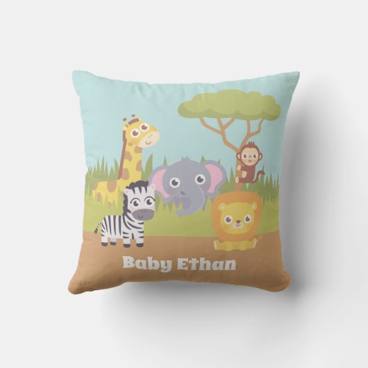 Zoo Animals Baby Nursery Decor Kussen (Achterkant)