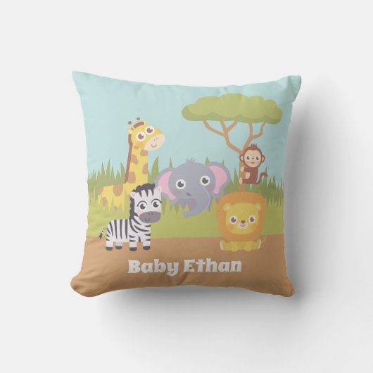 Zoo Animals Baby Nursery Decor Kussen (Voorkant)