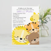 Zoo Animals Baby shower Invitation Kaart (Staand voorkant)