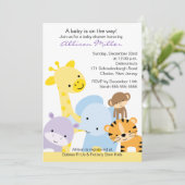 Zoo Animals Baby shower Invitation Kaart (Staand voorkant)