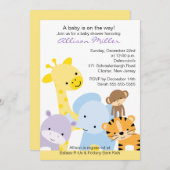 Zoo Animals Baby shower Invitation Kaart (Voorkant / Achterkant)