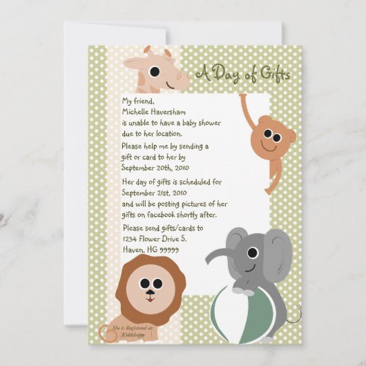 Zoo Animals Baby shower Invitation Kaart (Voorkant)