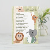 Zoo Animals Baby shower Invitation Kaart (Staand voorkant)