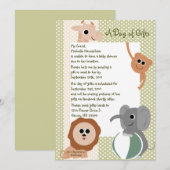 Zoo Animals Baby shower Invitation Kaart (Voorkant / Achterkant)