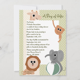 Zoo Animals Baby shower Invitation Kaart