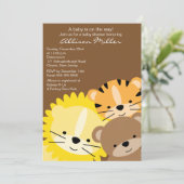 Zoo Animals Baby shower Invitation Kaart (Staand voorkant)