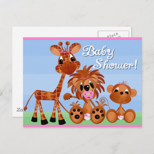 Zoo Animals Baby shower Kaarten (Voorkant / Achterkant)