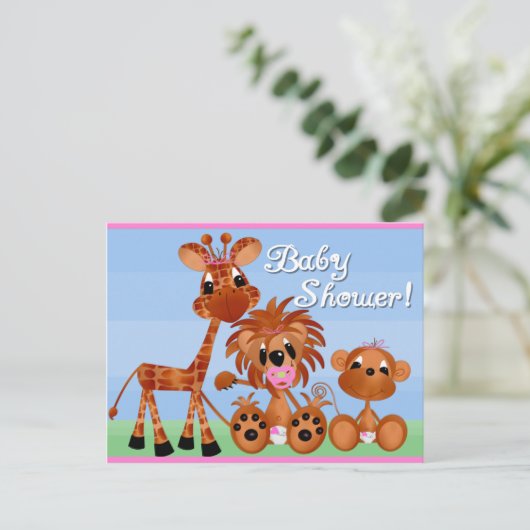Zoo Animals Baby shower Kaarten (Staand voorkant)