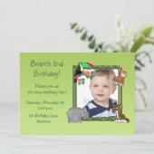 Zoo Animals Birthday Foto Uitnodiging (Staand voorkant)