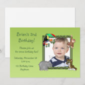 Zoo Animals Birthday Foto Uitnodiging (Voorkant / Achterkant)