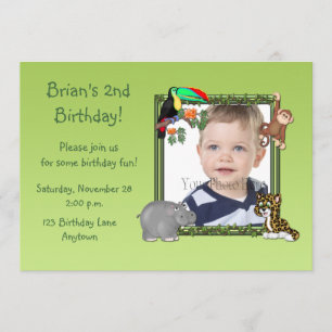 Zoo Animals Birthday Foto Uitnodiging