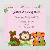 Zoo Animals Birthday Invitation Kaart (Voorkant / Achterkant)
