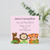 Zoo Animals Birthday Invitation Kaart (Staand voorkant)