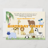 Zoo Animals Birthday Party Invitation Kaart (Voorkant)