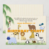Zoo Animals Birthday Party Invitation Kaart (Voorkant / Achterkant)