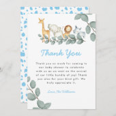Zoo Animals Boy Baby shower Hartelijk dank Bedankkaart (Voorkant / Achterkant)