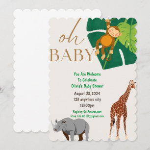 Zoo Animals Boy baby shower uitnodiging