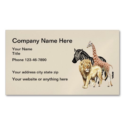Zoo Animals Design Visitekaartje Magneet (Voorkant)