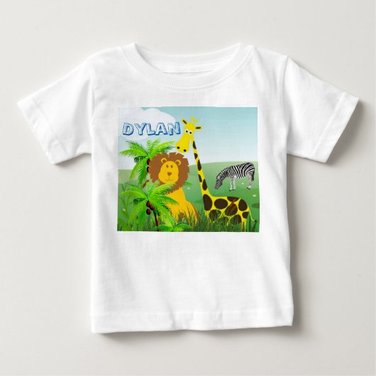 Zoo Animals Giraffe Lion Zebra Baby T-Shirt (Voorkant)